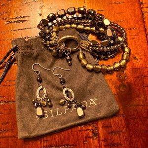 Silpada Hematite and sterling silver jewelry.  They look great with everything!